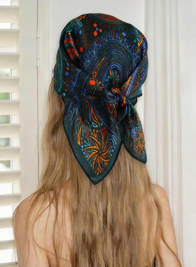 THENEXTLOVE 21 Inch Silk Floral Scarf Head Wear for Women Multi Purpose Soft Thin Headband Wrap Square Scarf(21ZS-Colorful Paisley) - Image 3